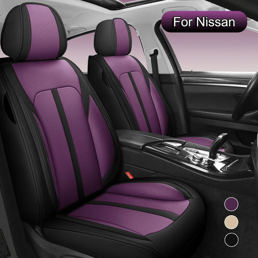 PU Leather Car Seat Covers Full Set,  Fit For Nissan Rogue, Sentra, Altima, Versa, Ariya, Kicks, Murano, Leaf, Maxima
