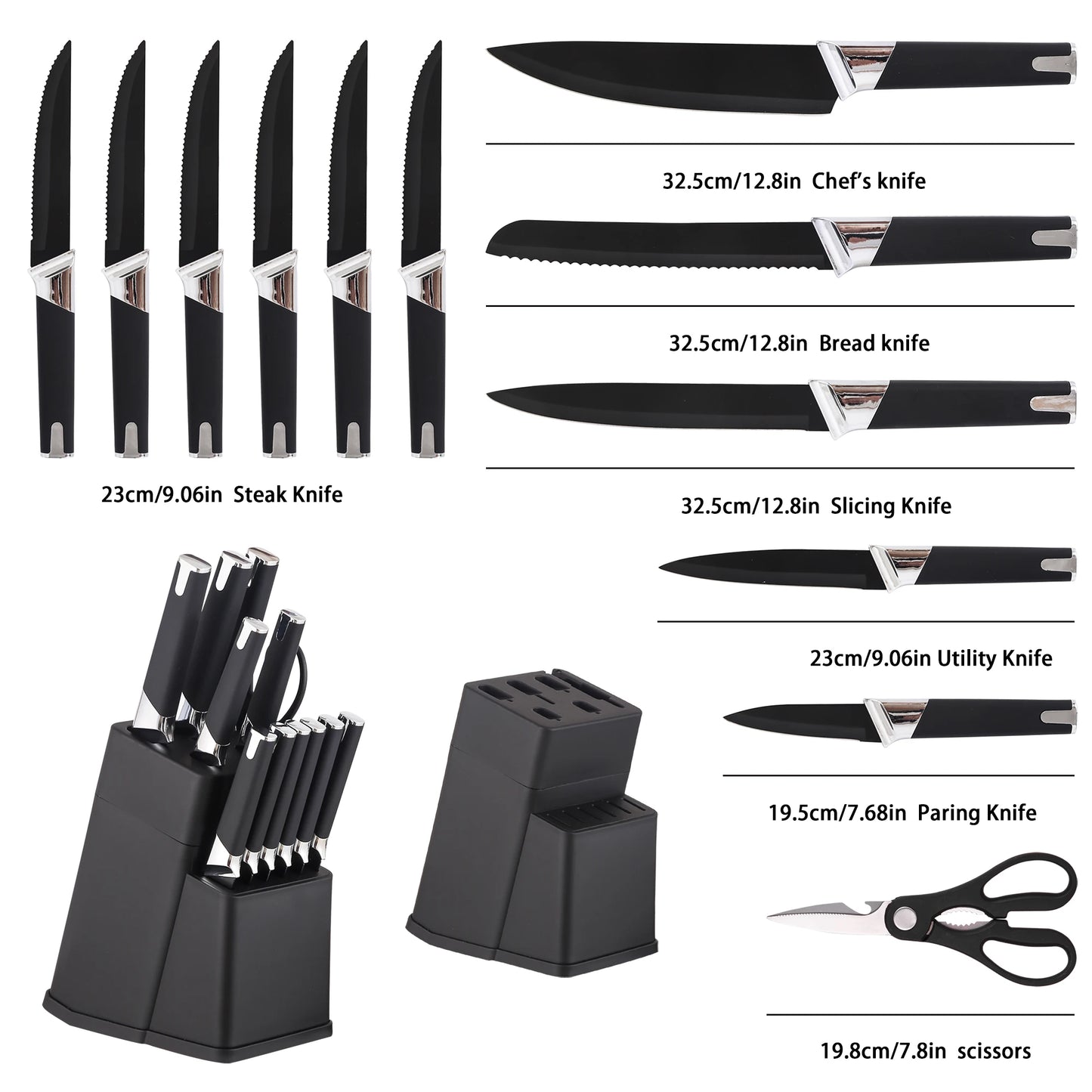 13 Pcs Professional Kitchen Knife Block Set
