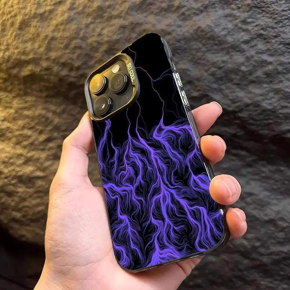 Purple lightning Phone Case case for iPhone17 16 15 14 13 12 11 Pro/ Max/Plus shock-proof rear cover anti-fingerprint