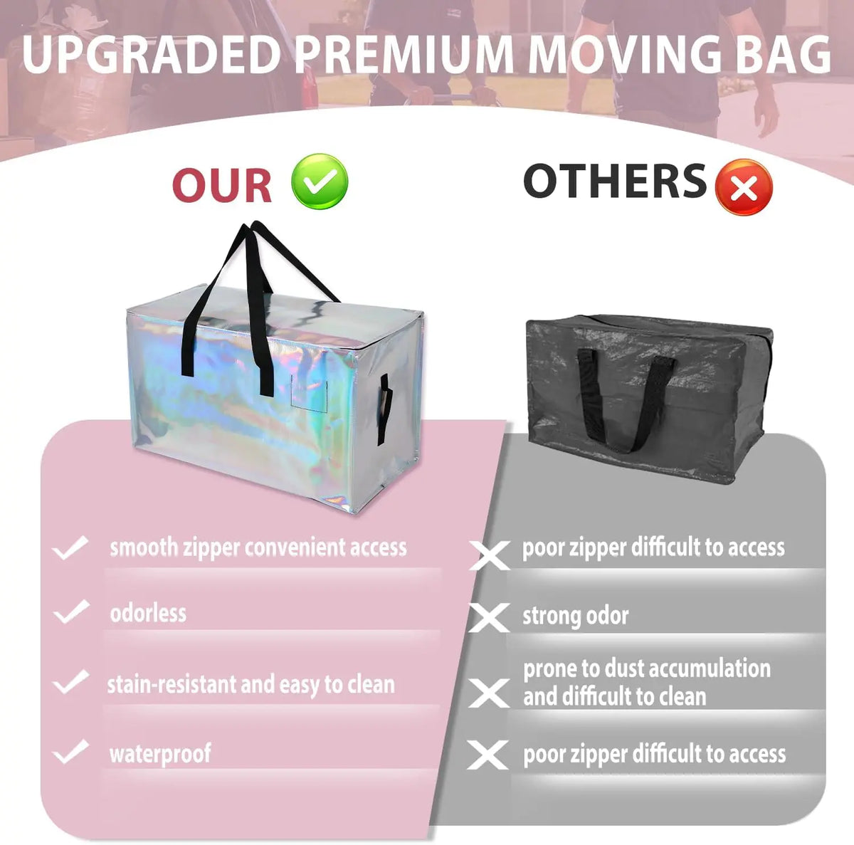 6-Count Heavy-Duty Extra Large Collapsible Zippered Storage Bags