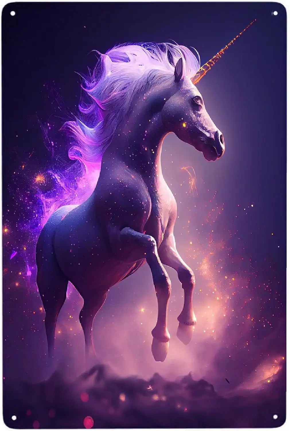 Purple Unicorn Metal Poster Sign Decor Funny Aluminum 12x8 Inch Posters