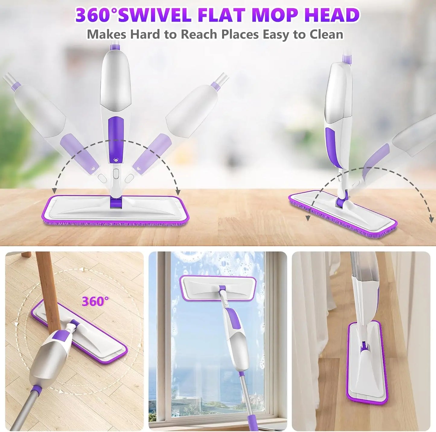 Microfiber Spray Mop for Floor Cleaning - Wet Dry Mop with Sprayer and Washable Pads