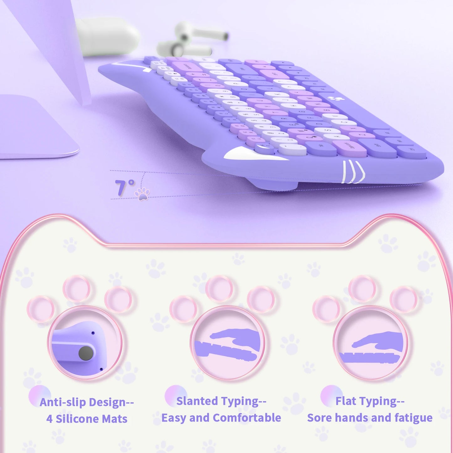 AJAZZ 3060i Wireless Cute Computer Keyboard