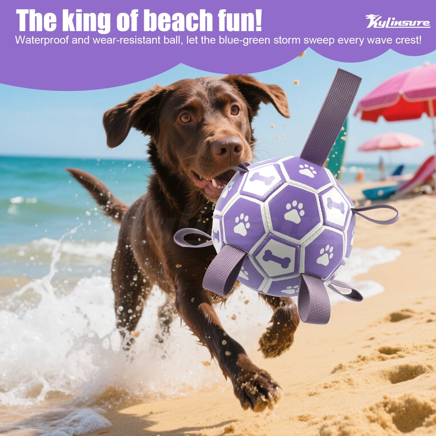Dog Toys Soccer Ball with Straps, Interactive Dog Toy