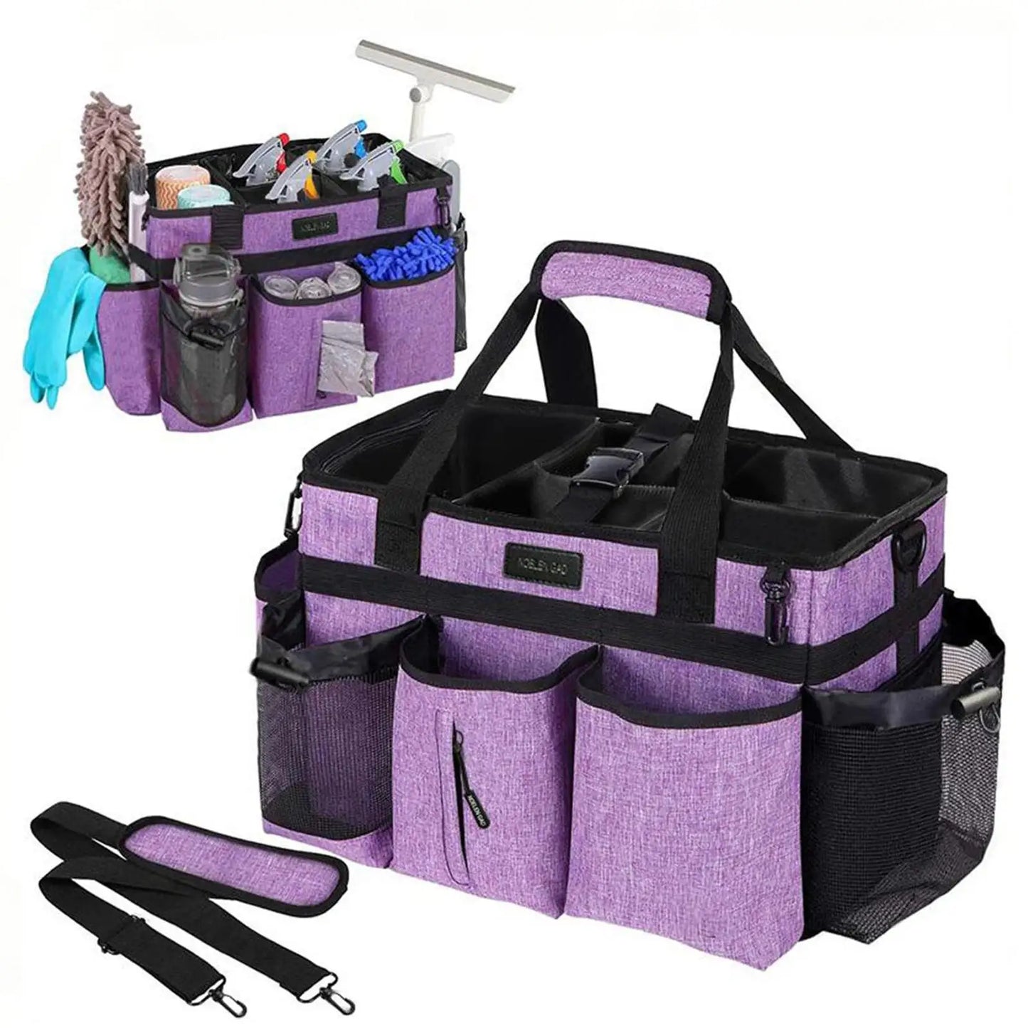 Large Tote Bag with Adjustable Shoulder Strap and Waist Belt, Multi-Pocket Caddy Organizer