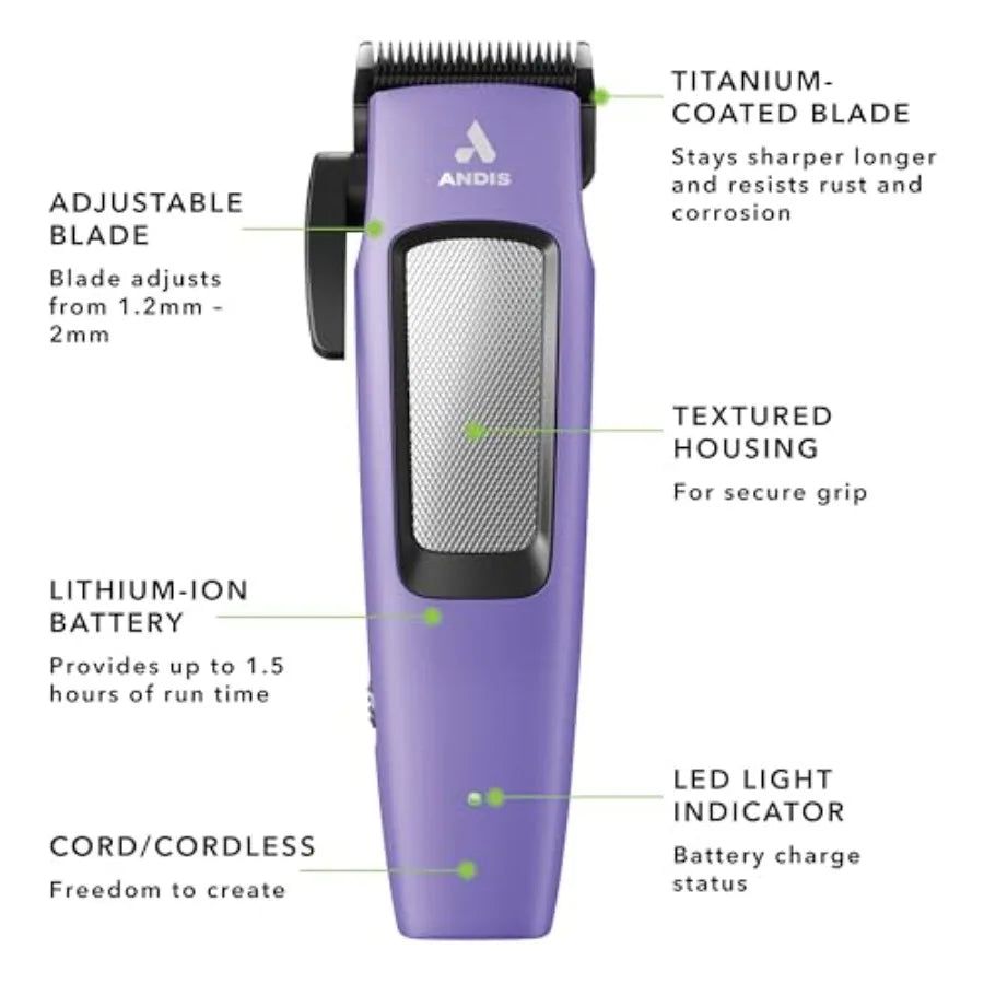 Cordless Dog Clipper 10-Piece Kit with Adjustable Blade Lithium-Ion Battery
