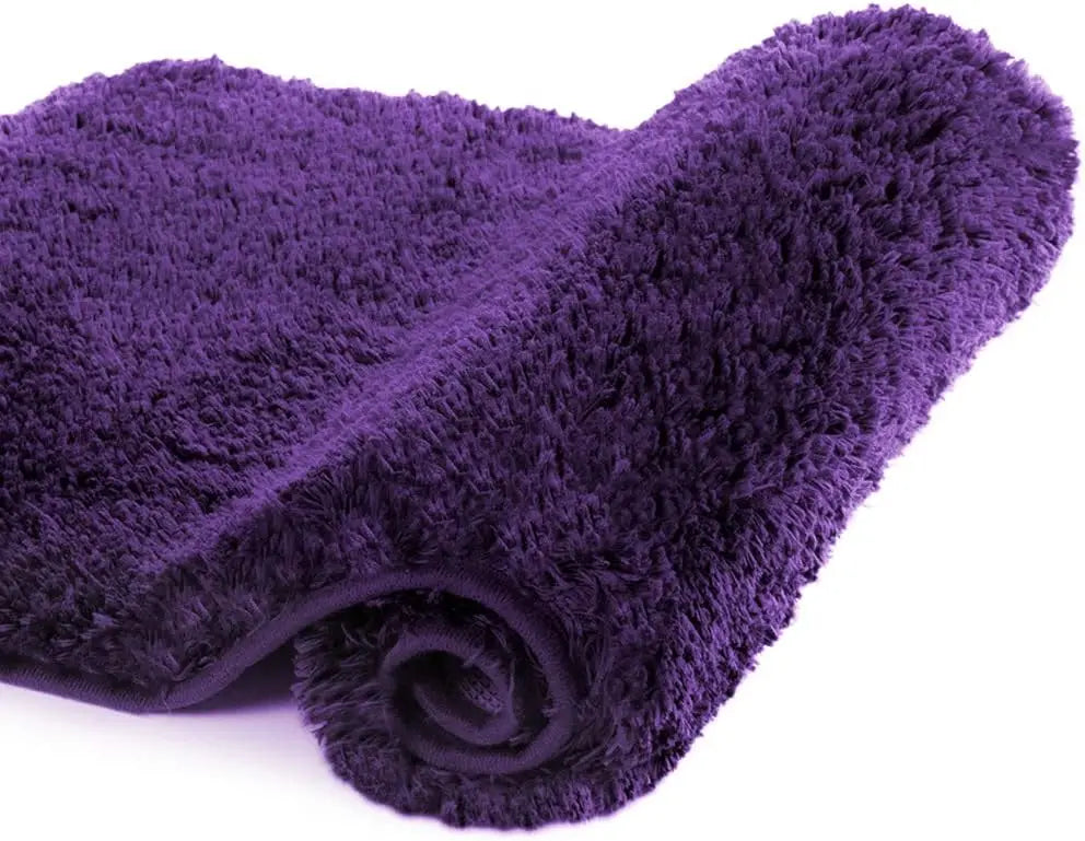 Non Slip Bath Mat, Dark Purple, 16x24, Water Absorbent Soft Microfiber Shaggy, Machine Washable Thick Plush Rug