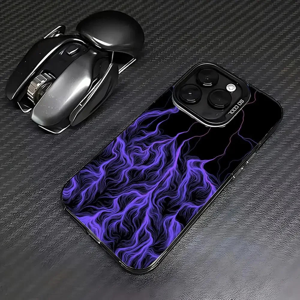 Purple lightning Phone Case case for iPhone17 16 15 14 13 12 11 Pro/ Max/Plus shock-proof rear cover anti-fingerprint