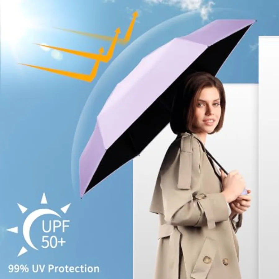 Travel Umbrella Portable Compact Umbrellas, Pocket Mini for Purse, Umbrellas for UV Sun and Rain Small for Backpack, Umbrella w