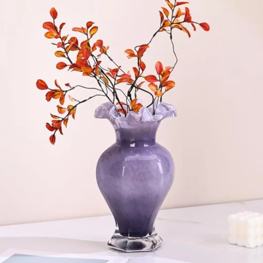 9.5" Tall Glass Vase Beautiful Hand Blown Glass