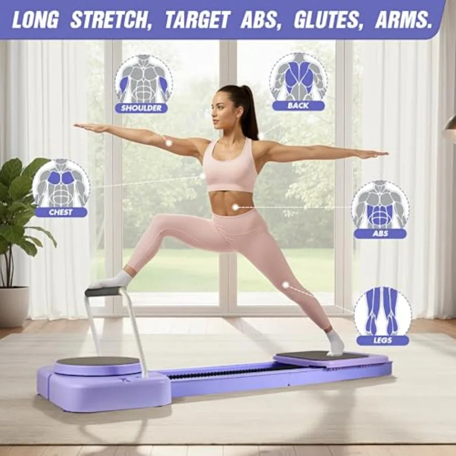 Foldable Portable Pilates Board Equipment Kit with Resistance Bands, Handles