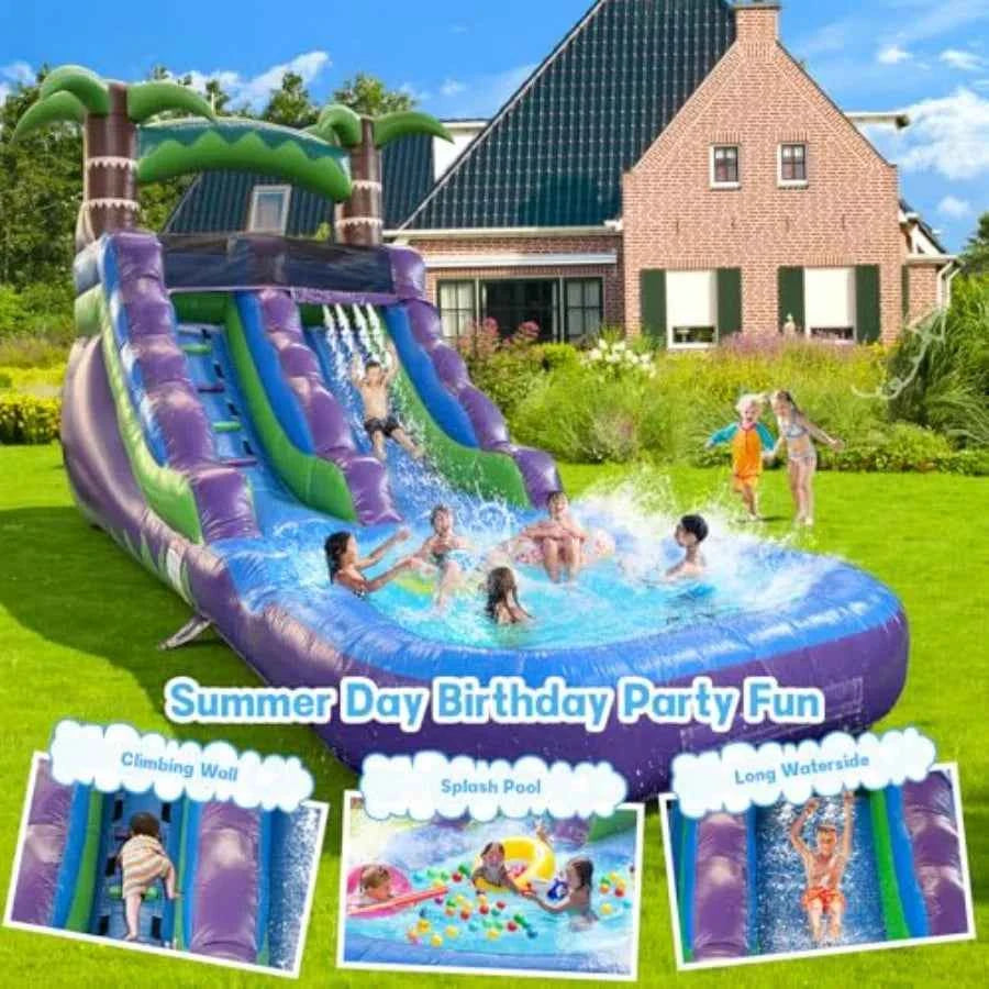 Inflatable water slide 21'x9'x12' with pool - Purpleobsessions