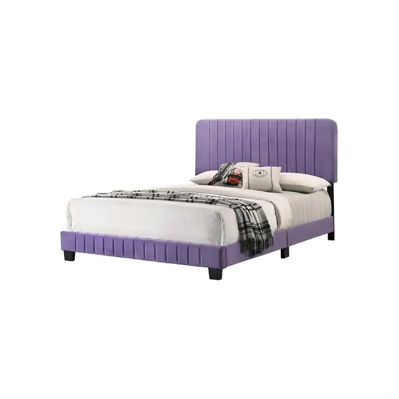 Vibrant Purple Contemporary Queen Bed with Stylish Design and Comfort