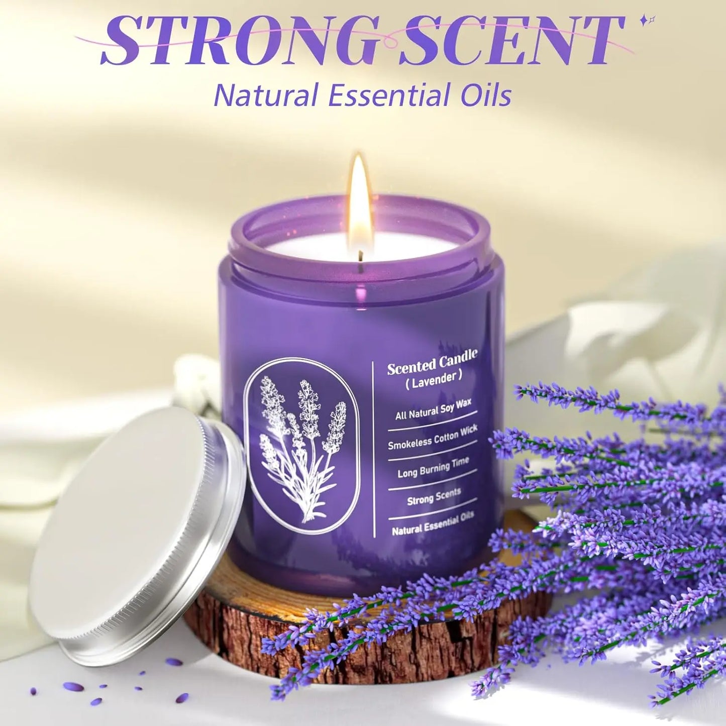 7.5oz Lavender Scented Soy Candle Highly-Scented