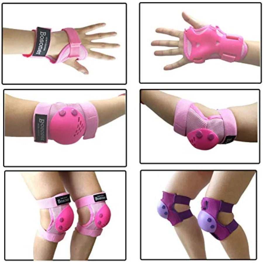 Youth Knee Pads Elbow Pads Wrist Guards Set for 3-15 Years
