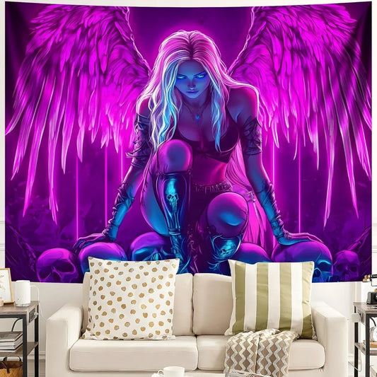 Blacklight tapestry, dark UV-reactive black light wall hanging