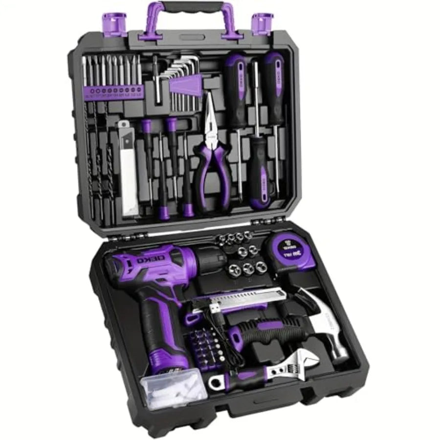 128 pcs Power Tool Set With 8V Cordless Drill/Driver