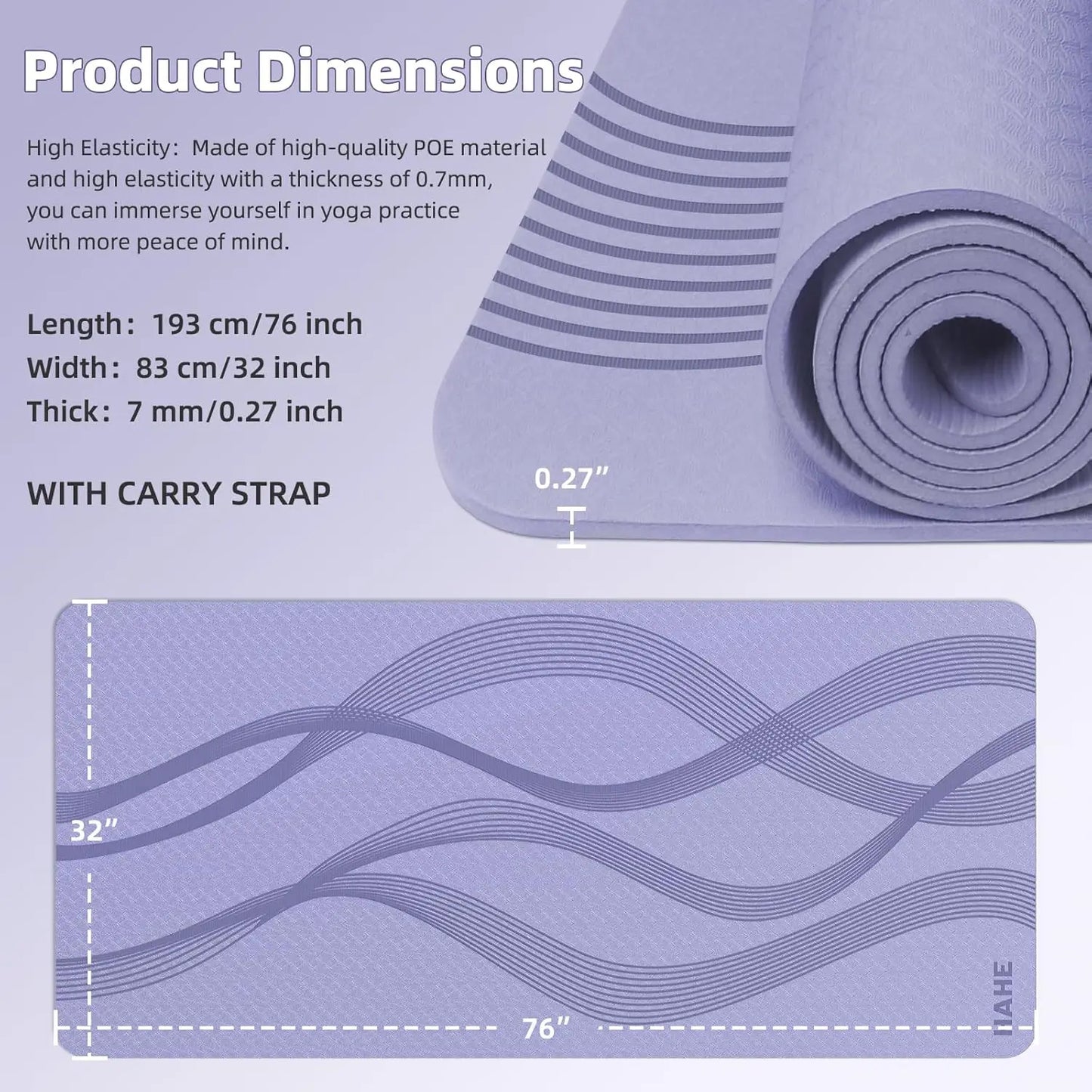Extra Wide 7mm Thick Yoga Mat, Non-Slip Exercise Mat