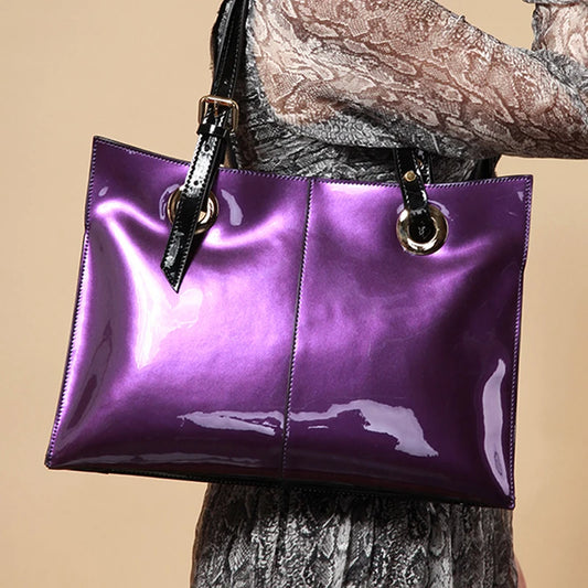 Patent Leather Handbags for Women, Designer, Luxury Tote Bag Large Capacity ,Business Vintage