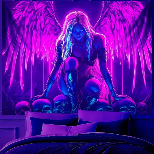 Blacklight tapestry, dark UV-reactive black light wall hanging