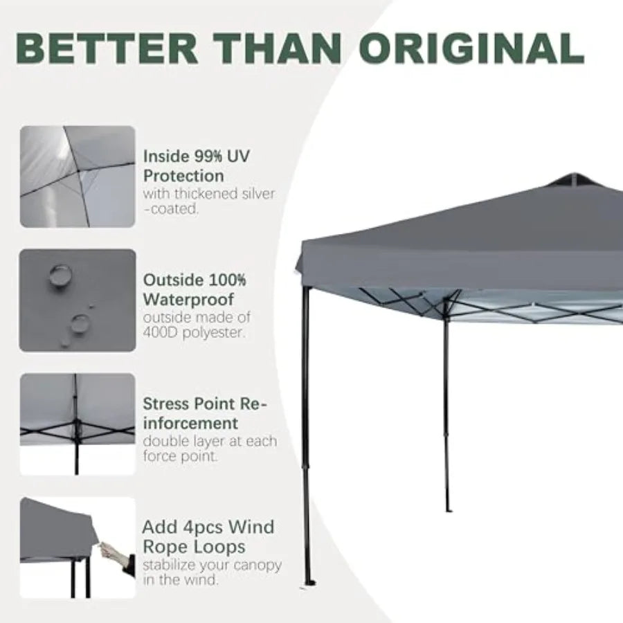 Canopy Replacement Top with Air Vent Silver Coated for Straight Leg Canopy Frame, Dark Grey
