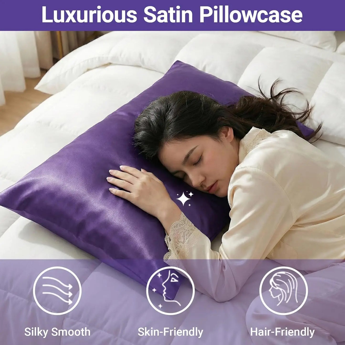 2 Pack Satin Cooling Pillowcases, King Size 20x36 inch
