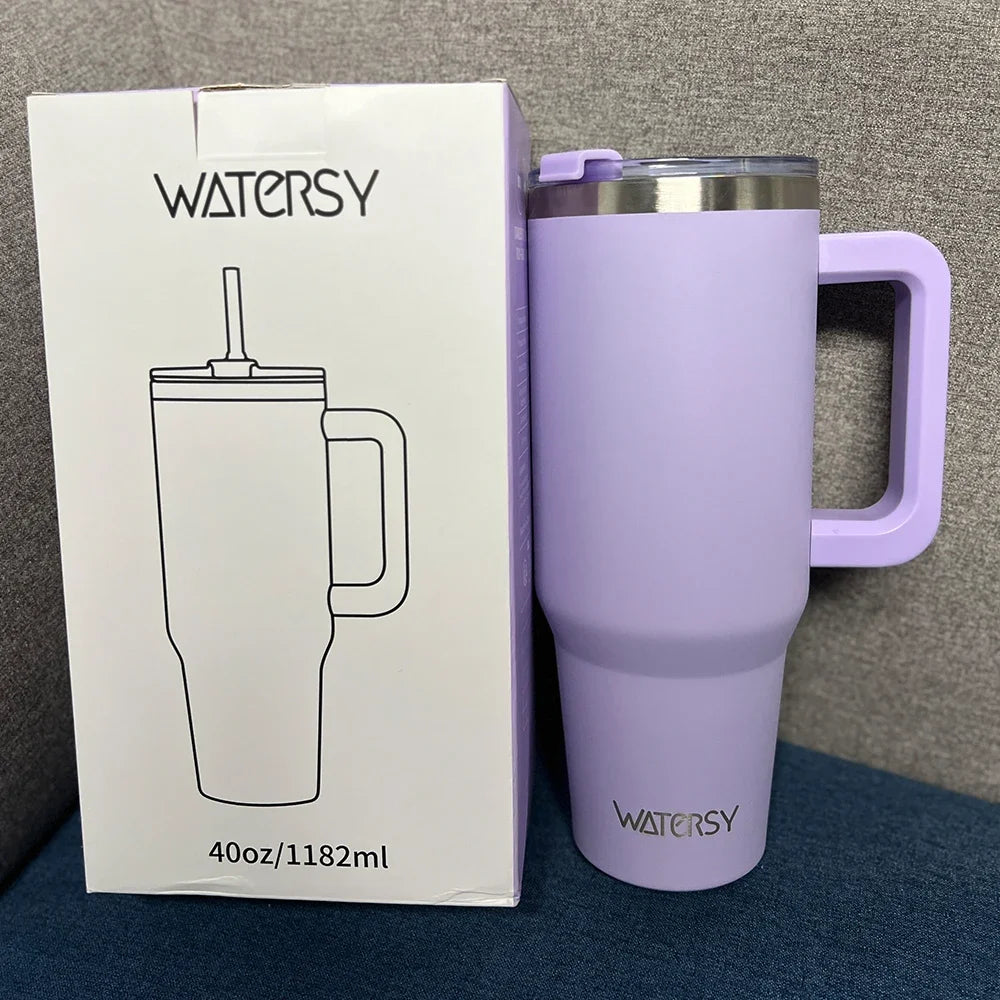 20/30/40oz Tumbler With Handle and Straw Large Capacity Stainless Steel Thermal Cup for Coffee Double Vacuum Insulated Mug