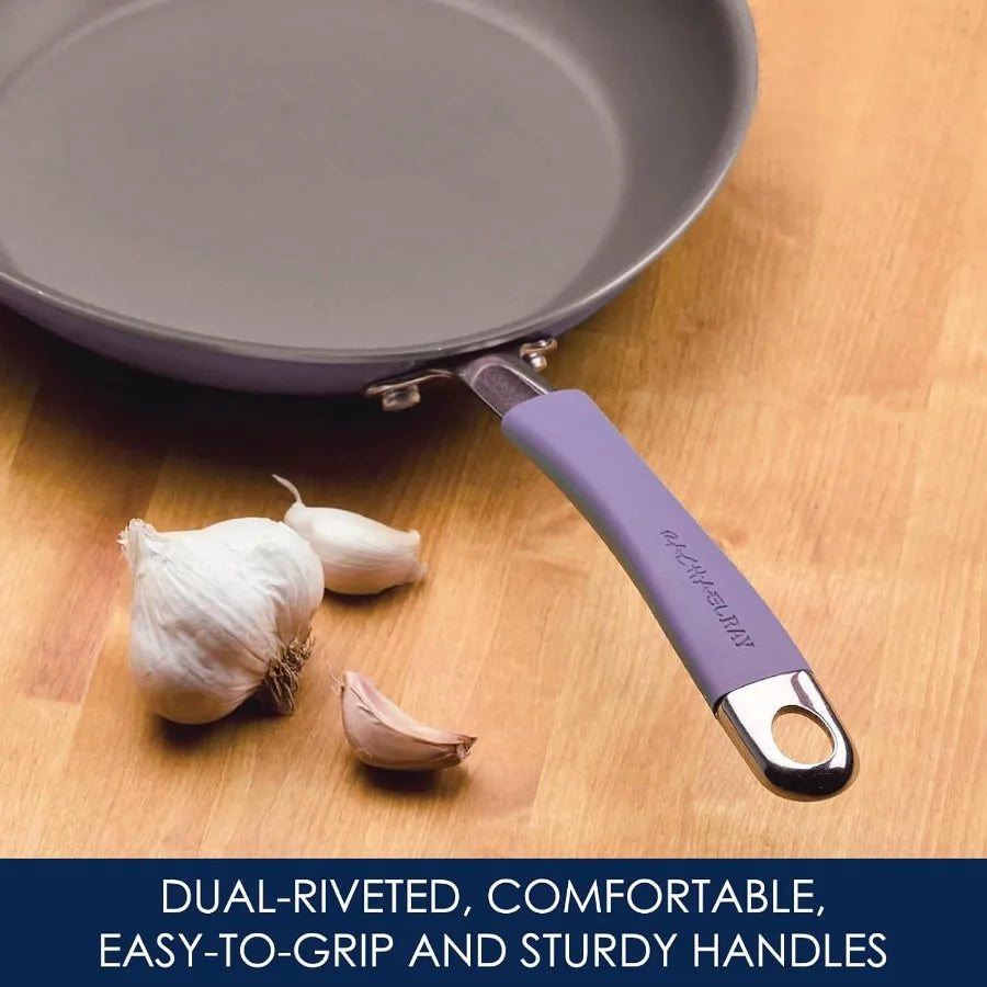 Cucina Nonstick Cookware Pots and Pans Set 12 Piece Purple