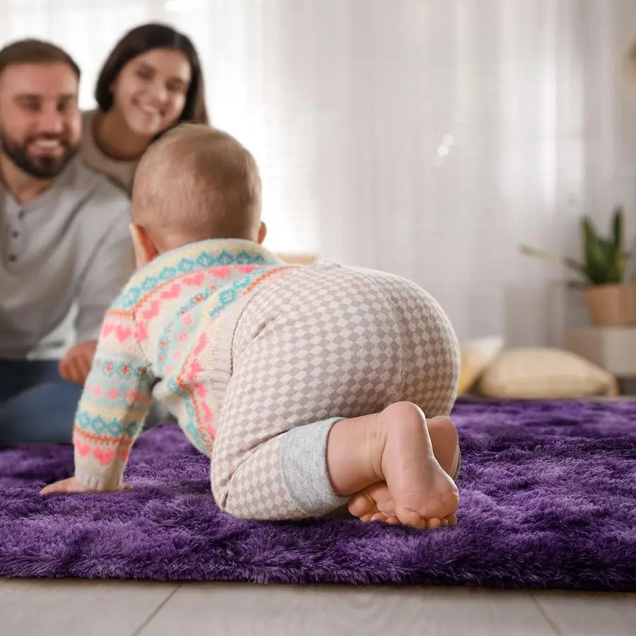 Rug for Bedroom Living Room, 5x7 Purple Area Rug, Faux Fur Shag Modern Carpet Ultra Soft