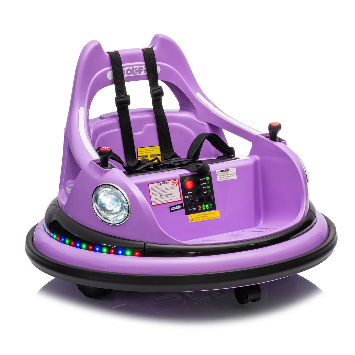 Kids Electric Ride On Toy 12V Car w/Bluetooth Remote Control, Safety Belt, Music, LED Lights