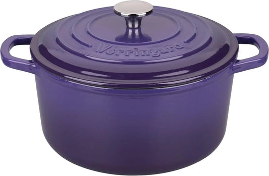 Purple Enameled Cast Iron Dutch Oven, 6 Quart, for Baking Bread & Slow Cooking