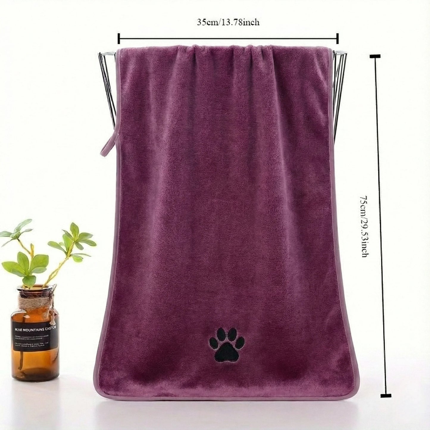 Super Soft Pet Bath Towel (75x35cm) - Microfiber Absorbent Paw-Print Towel for Dogs & Cats