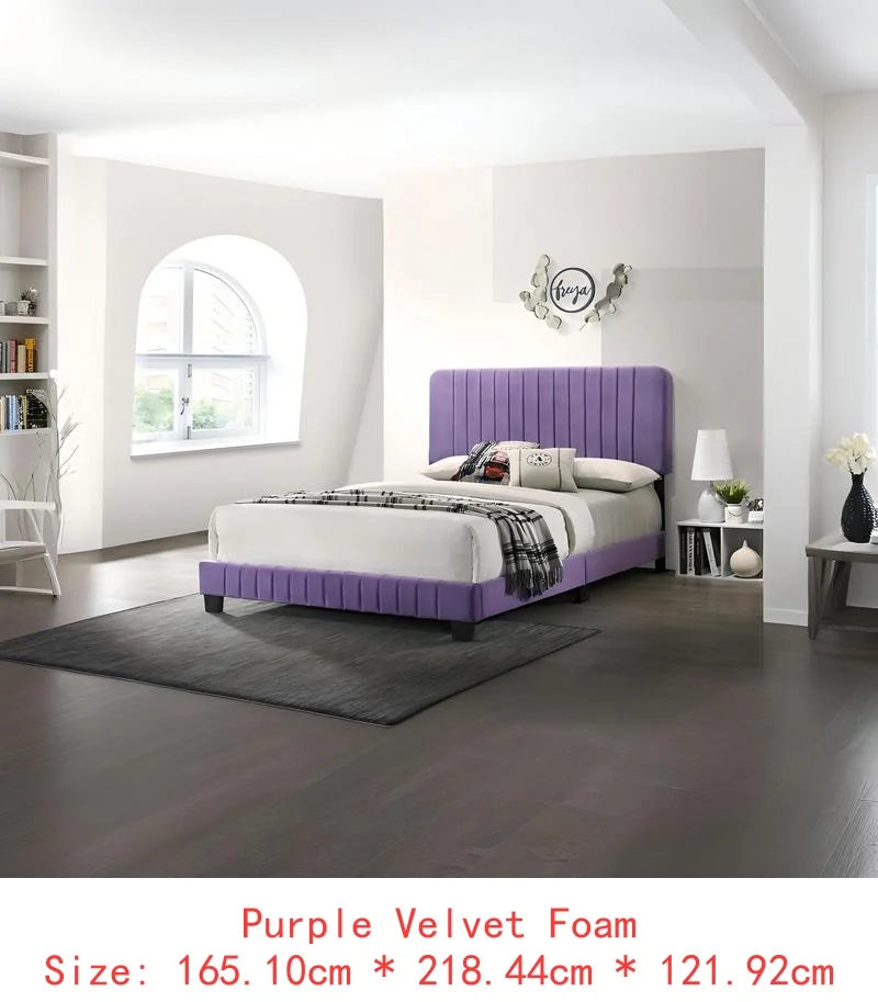 Vibrant Purple Contemporary Queen Bed with Stylish Design and Comfort