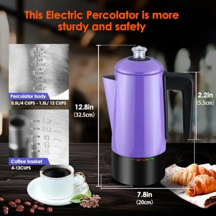 Electric Stainless Steel Coffee Percolator 12cups