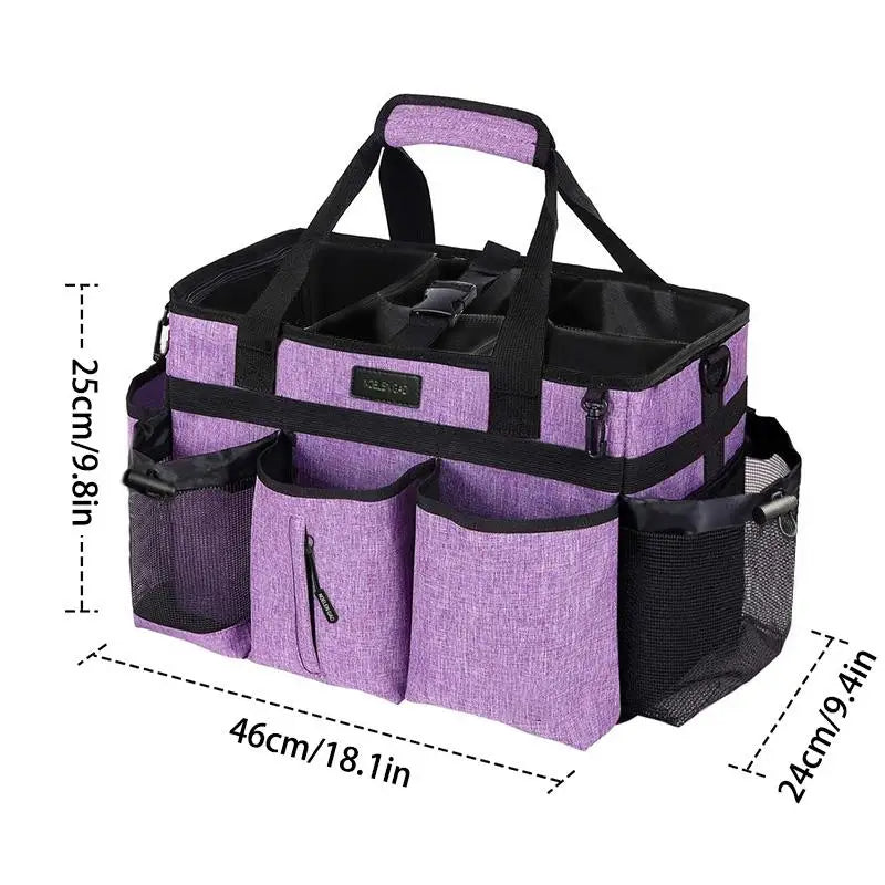 Large Tote Bag with Adjustable Shoulder Strap and Waist Belt, Multi-Pocket Caddy Organizer
