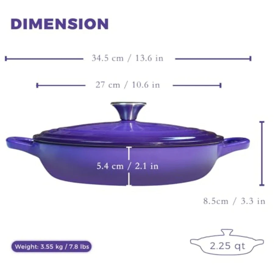 Purple Braiser Enameled Cast Iron Braiser Braiser Pan with Lid