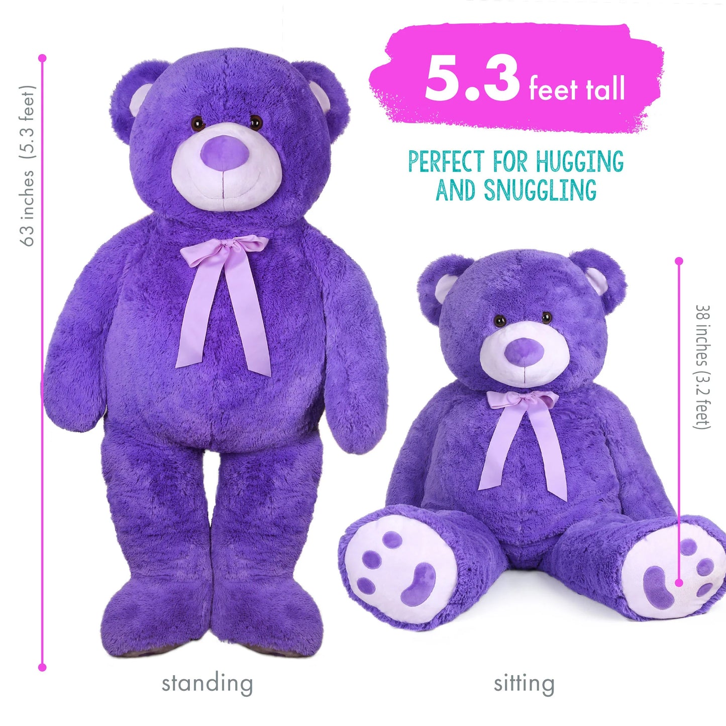 Giant Teddy Bear Stuffed Animals, 5Ft Big Bear Plush, Large Stuffed Toy