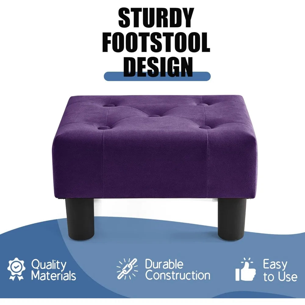 Velvet Footstool with Legs