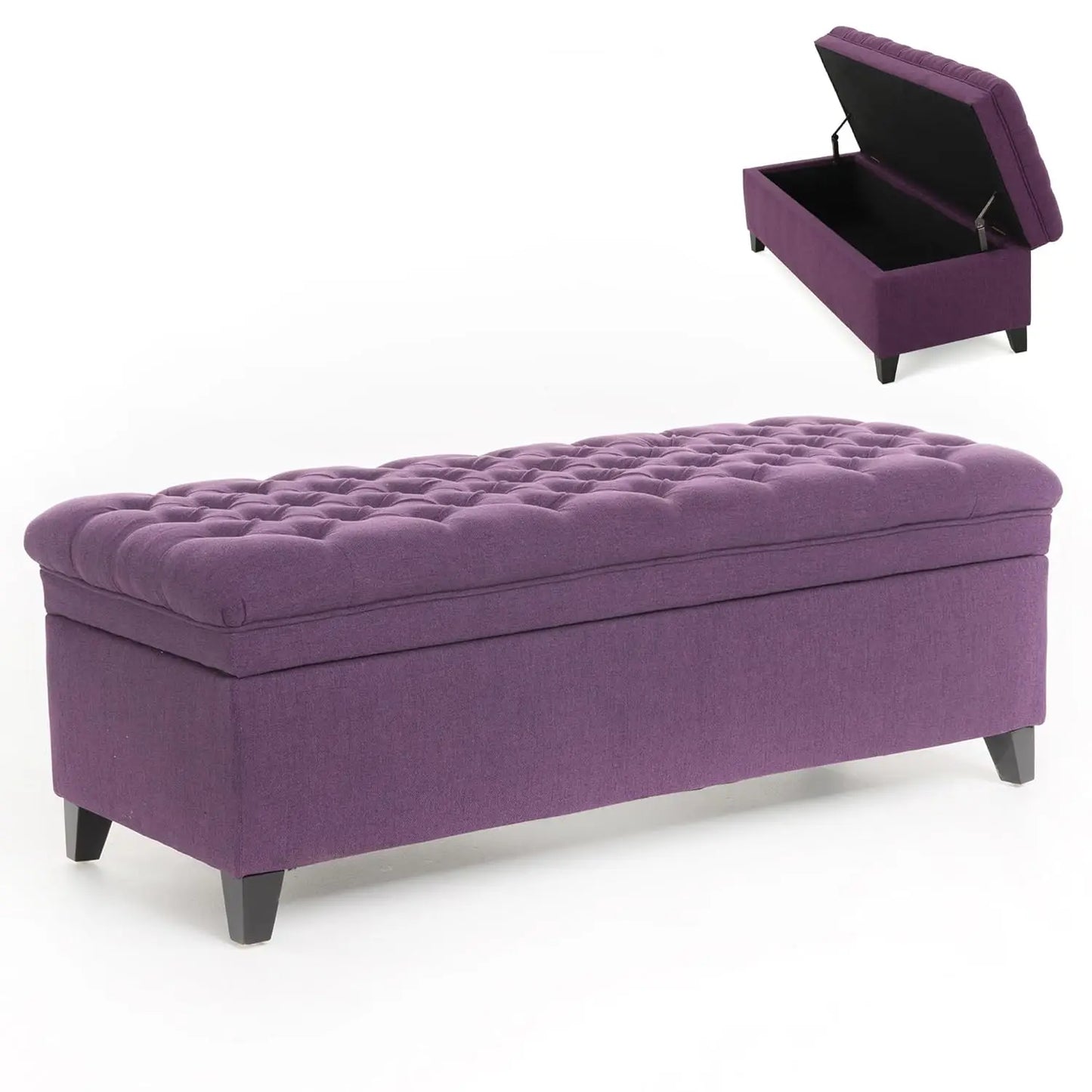 Linen Storage Bench, 50" Bed End Bench with Storage