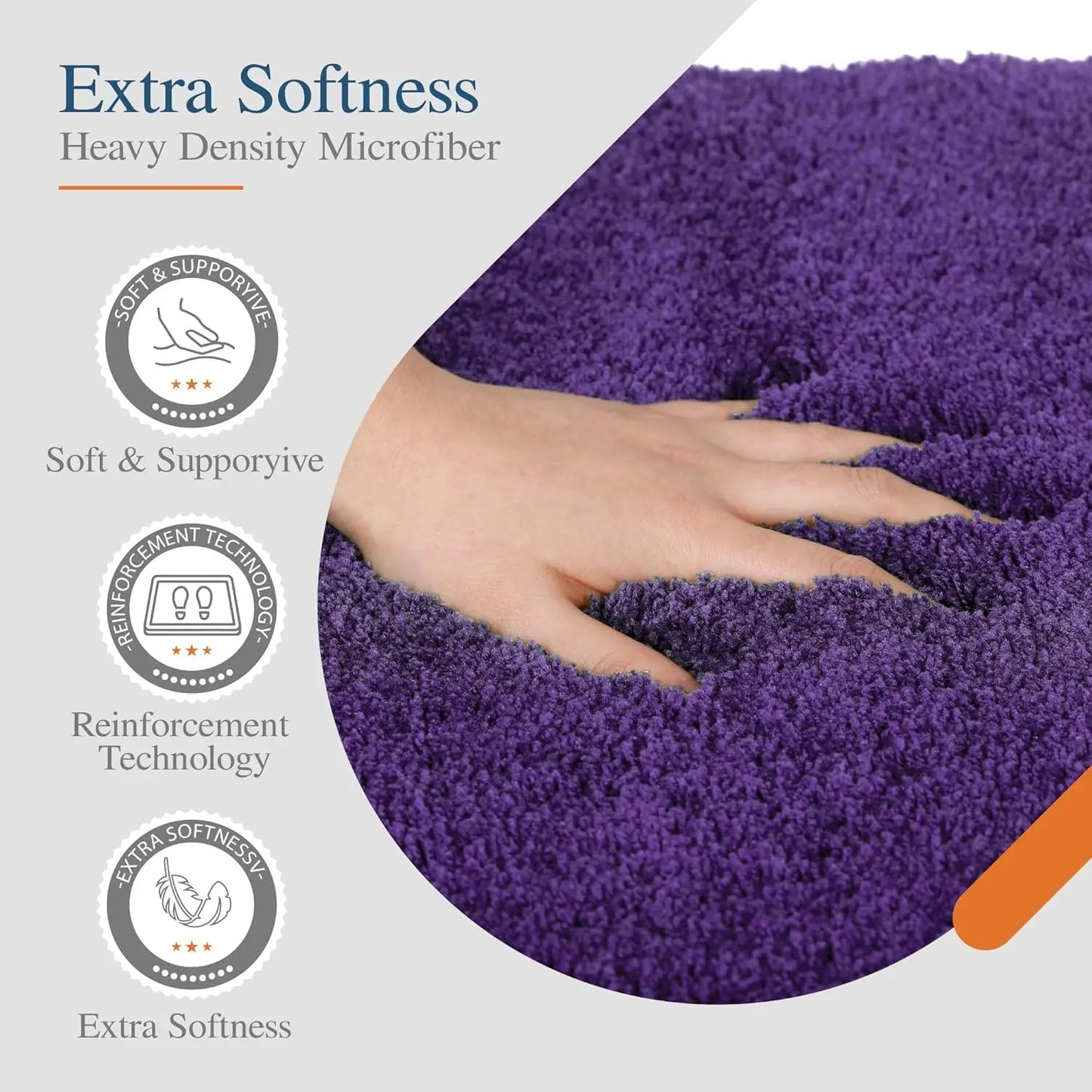 Non Slip Bath Mat, Dark Purple, 16x24, Water Absorbent Soft Microfiber Shaggy, Machine Washable Thick Plush Rug