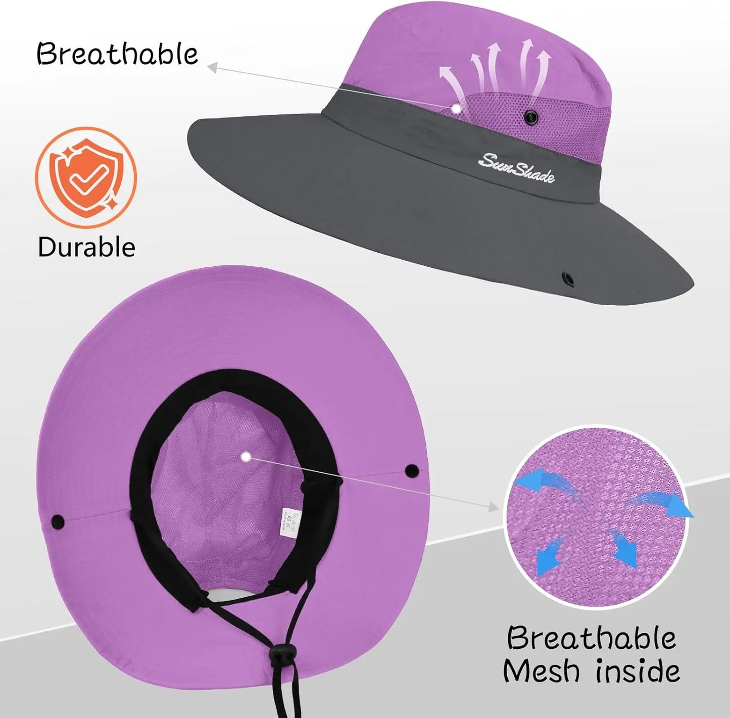 Women's Safari Sun Hat Wide Brim Outdoor Bucket Hat Foldable
