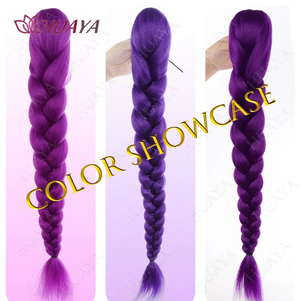 Synthetic Long Braided Purple Hair Ponytail Extension