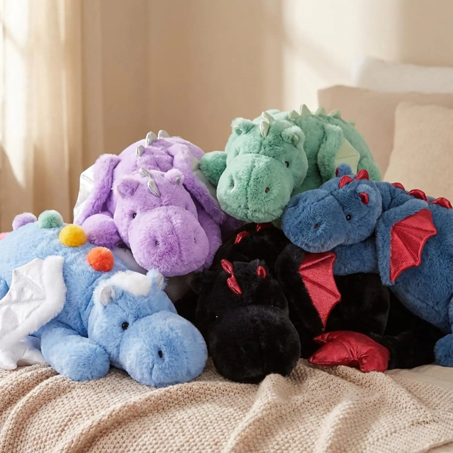 Giant Weighted Winged Dragon Plush Toy - 35.4" 5lbs Washable Purple