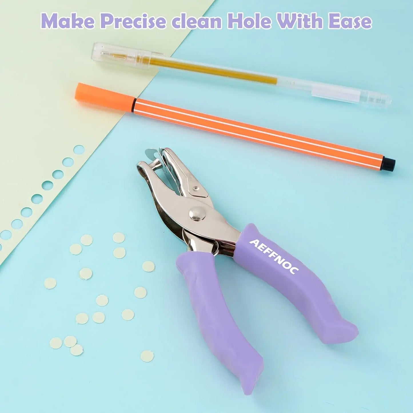 Soft Grip Single Hole Punch, 1/4 Inch, 6 Sheets Capacity