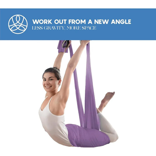 Aerial Silk Yoga Hammock & Swing for Home, Inversion Exercises, Starter Kit for All Levels - Durable with Extension Straps - Purpleobsessions