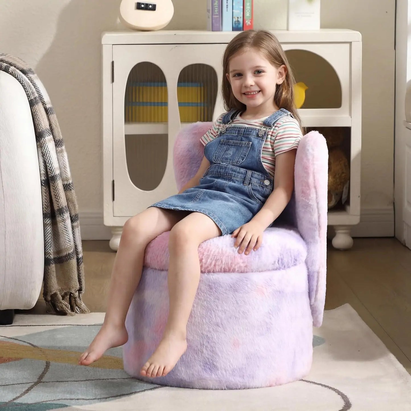 Kids Butterfly Armchair with Storage Ottoman