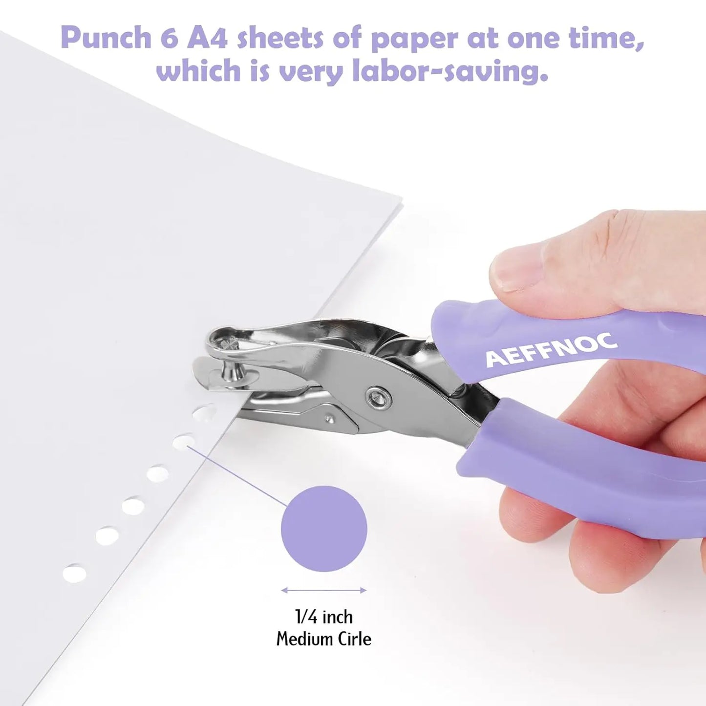 Soft Grip Single Hole Punch, 1/4 Inch, 6 Sheets Capacity