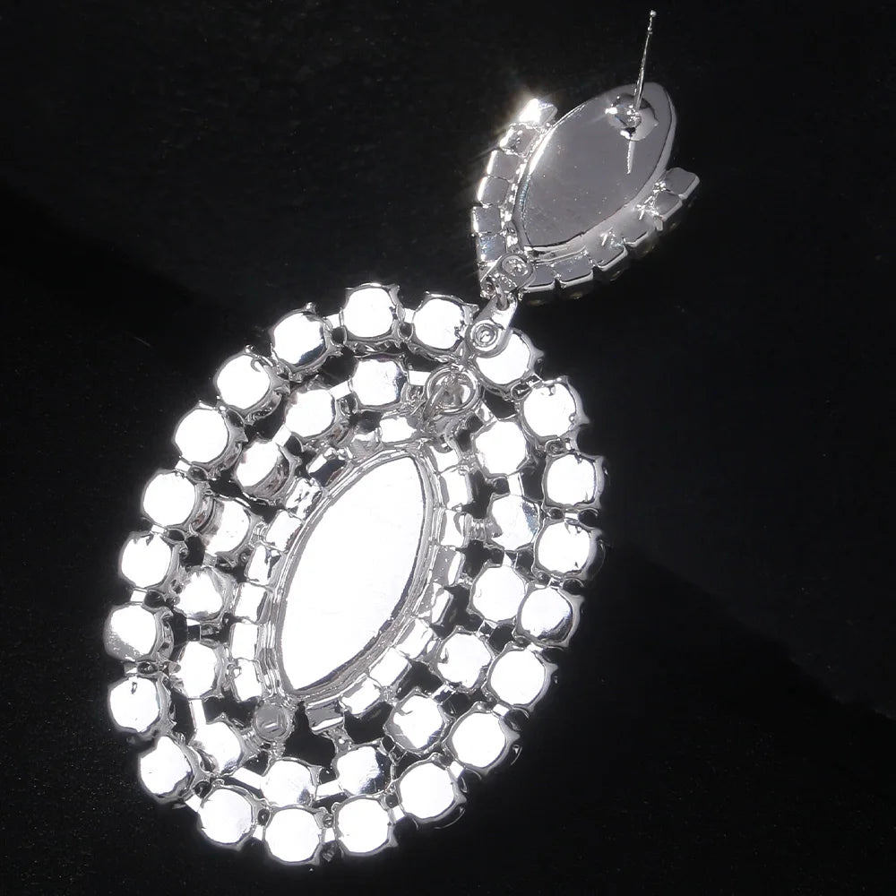 Exquisite Purple Crystal Large Hanging Earrings