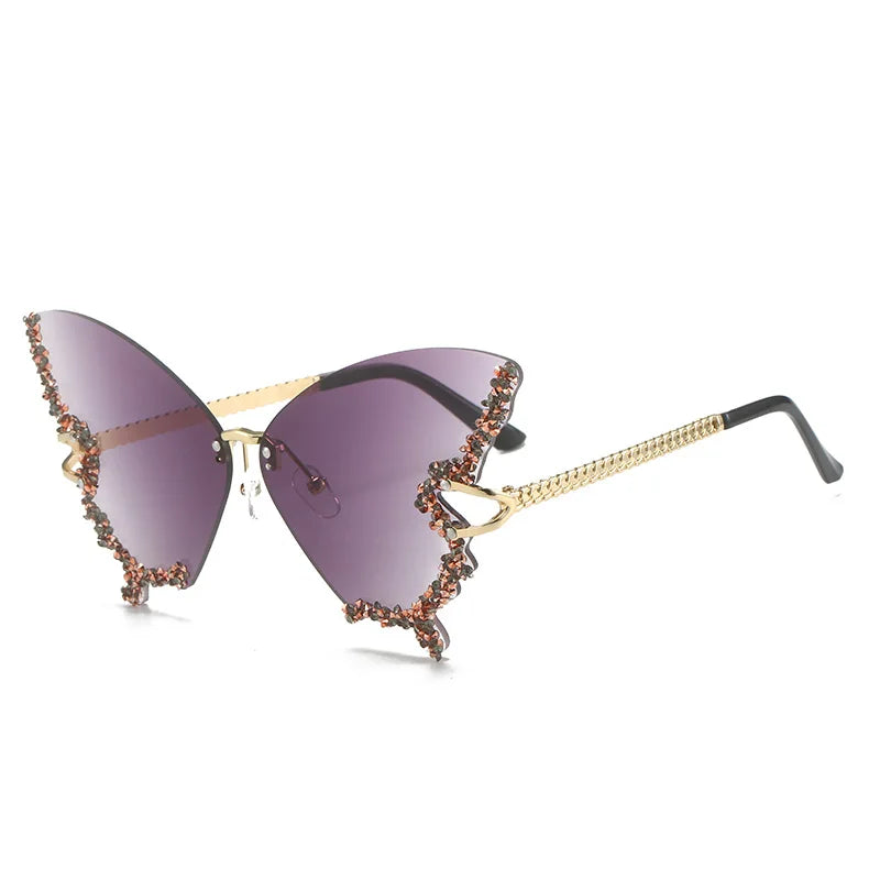 Butterfly Sunglasses  w/Diamond Rhinestones