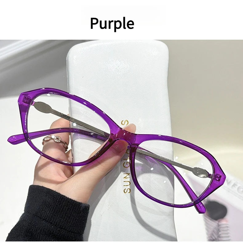 Oval Shaped Myopia Glasses Durable Anti Blue Light with Metal Frames Finished Myopia Glasses Suitable for Various Face Shapes